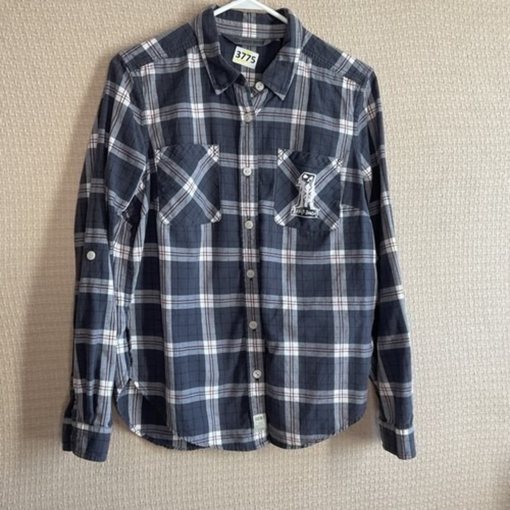 Harley-Davidson Gray/White Plaid Long‎ Sleeve Button Up Shirt Women Large China